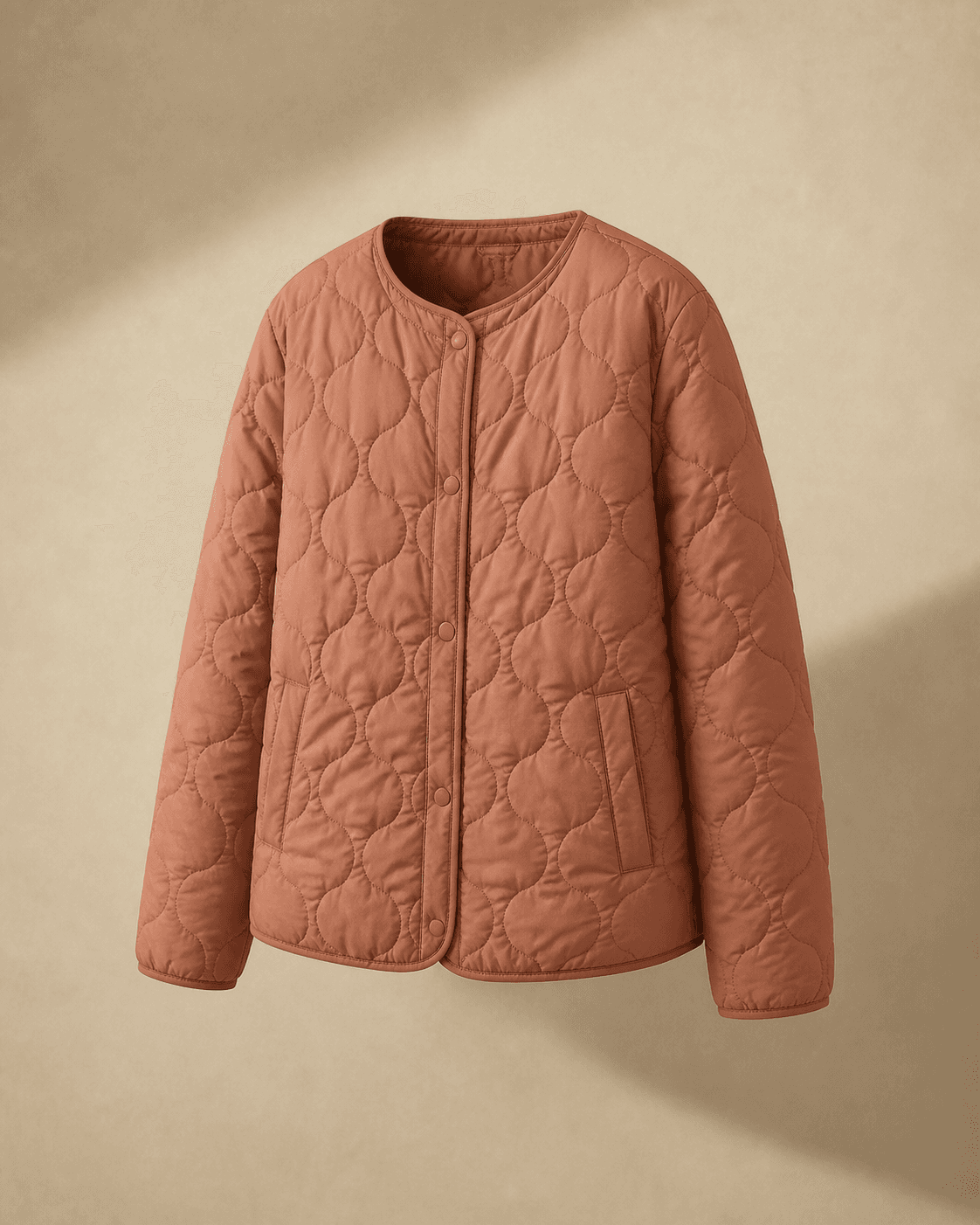 Warm clay lightweight quilted jacket